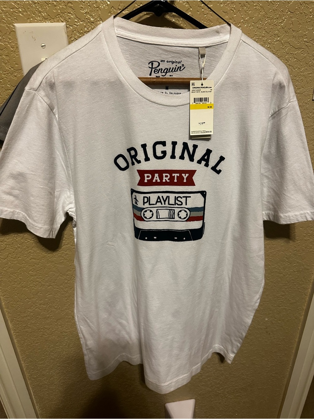 Original Penguin White Kids 'Party Playlist' Graphic Tee with Cassette